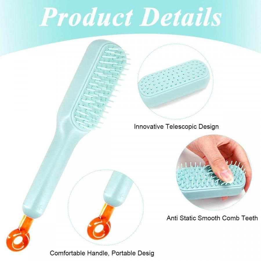 Self-cleaning massage comb